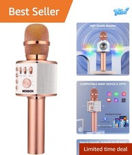 All-in-One Handheld Karaoke Microphone   Wireless  Battery-Powered in Rose Gold