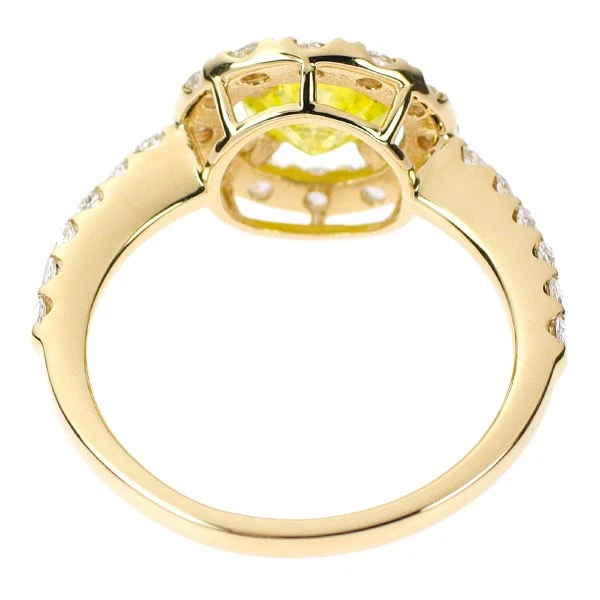 Anillo de diamantes talla rosa diamante verde manzana K18YG 0,854ct FVYG I3 D0,36ct - Auténtico f Foto 2 de 4