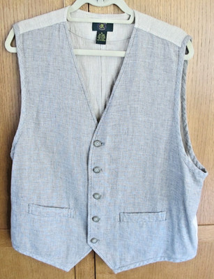 CLUB ROOM VEST NATURAL  WEAVE LINEN COTTON XL