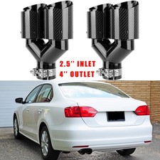 2.5 To 4 Carbon Fiber Rear Dual Exhaust Muffler Pipe Tail Tips For Vw Jetta