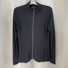 Athleta Jacket Womens Medium Black Shanti Powervita Thumbhole Active Fullzip