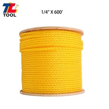 1/4" x 600' Yellow Twisted Polypropylene Rope Heavy Duty Poly Ropes For Outdoor