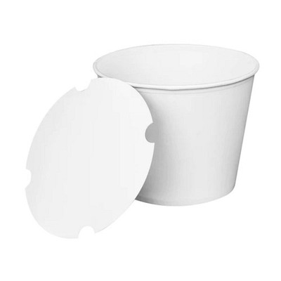 Karat CFB130WBNDLE 130 oz. Paper Food Bucket with Lid - White (150/Carton) New