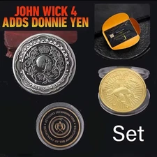 John Wick Blood Oath Marker Continental Hotel Card 2 Coins; 4 Pcs Movie Prop Set