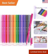 18 Color Fineliner Pens Set - 0.4mm Fine Tip for Journaling  Sketching