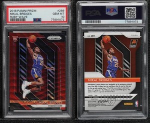 2018-19 Panini Prizm Ruby Wave Prizm Mikal Bridges #289 PSA 10 GEM MT Rookie RC