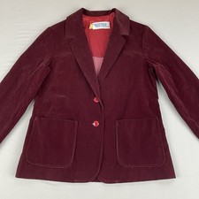Vintage Burgundy Velvet Blazer Smoking Jacket Women  s Small Pockets Russteen USA