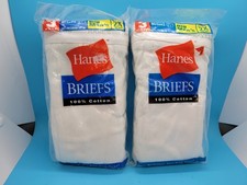 2  Vintage 2000 Hanes Big Men's Briefs Underwear White 3 Pack Cotton 2XL