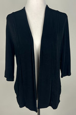 CHICO'S Classic Travelers 3/4sl Open Front Cardigan w/Pockets - 1 8 Black