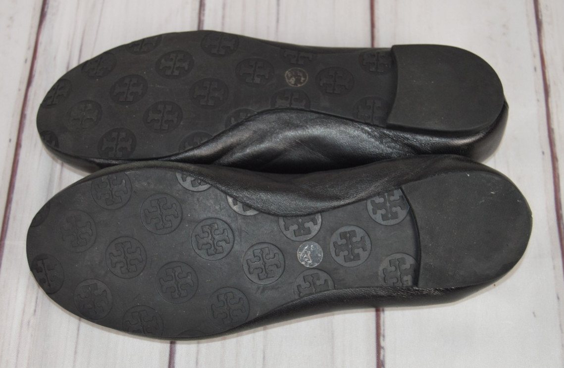 Tory Burch Black Leather Reva Silver Logo Ballet Flats Shoes US Women Sz 6M GUC thumbnail 3