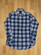 Polo Ralph Lauren Indigo Oxford Blue Plaid Long Sleeve Button Down Shirt Medium