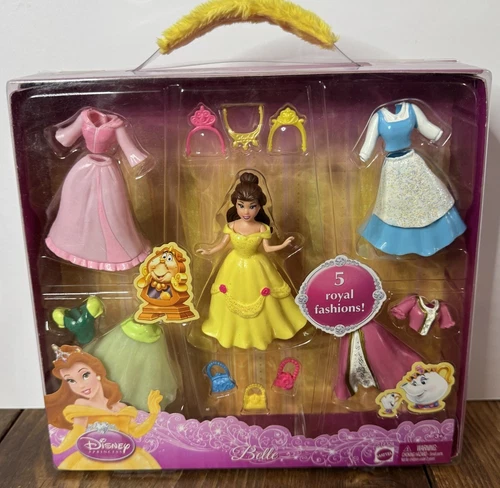 Disney Princess BELLE Doll Favorite Moments 5 Outfits Playset 2010 Mattel NEW