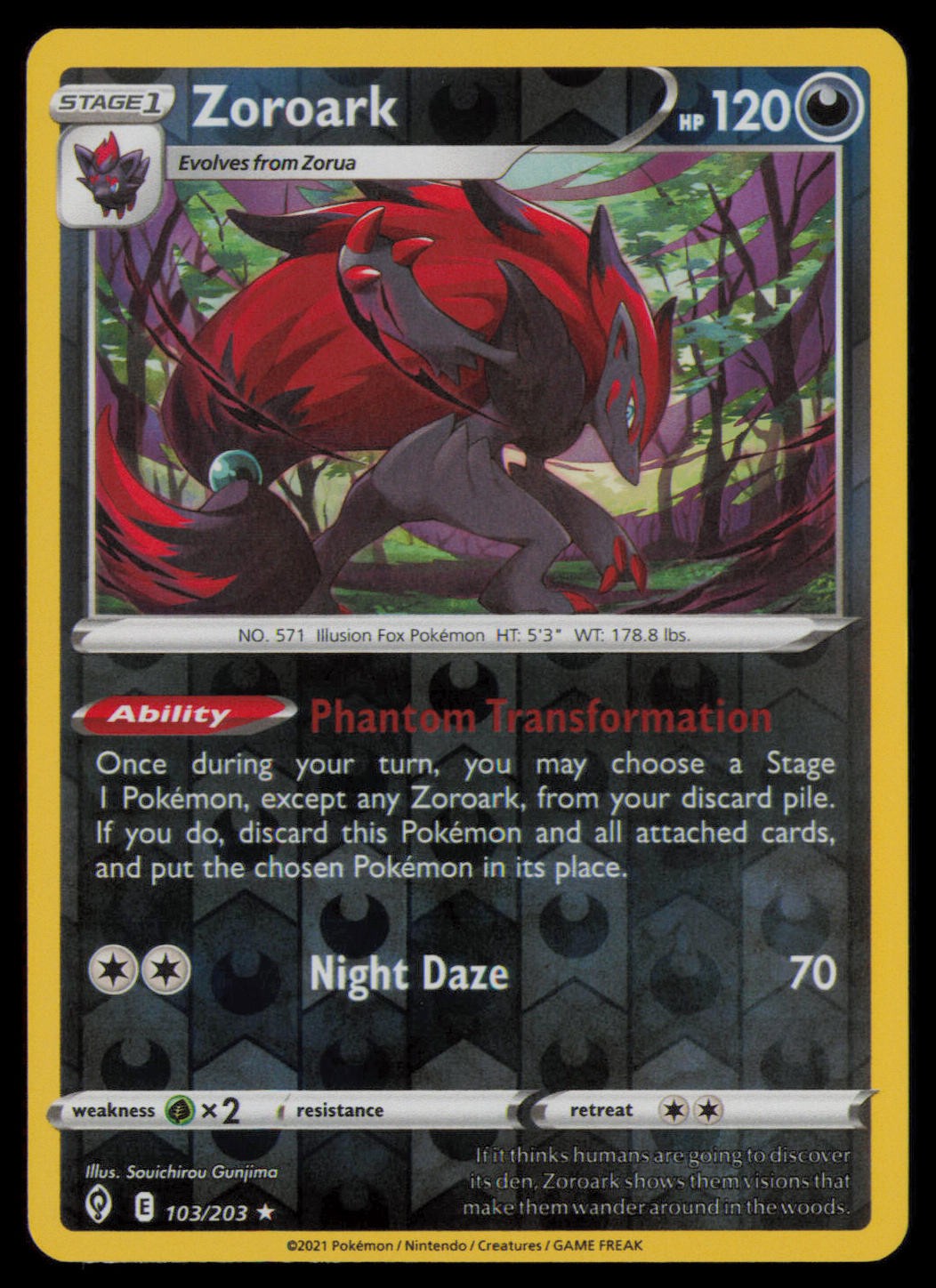 Zoroark 103/203 Rare Evolving Skies Pokemon Reverse Holo Lightly Played