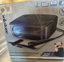 Brookstone Portable Karaoke Projector Set All In 1 Multimedia System BSPJ7206KIT