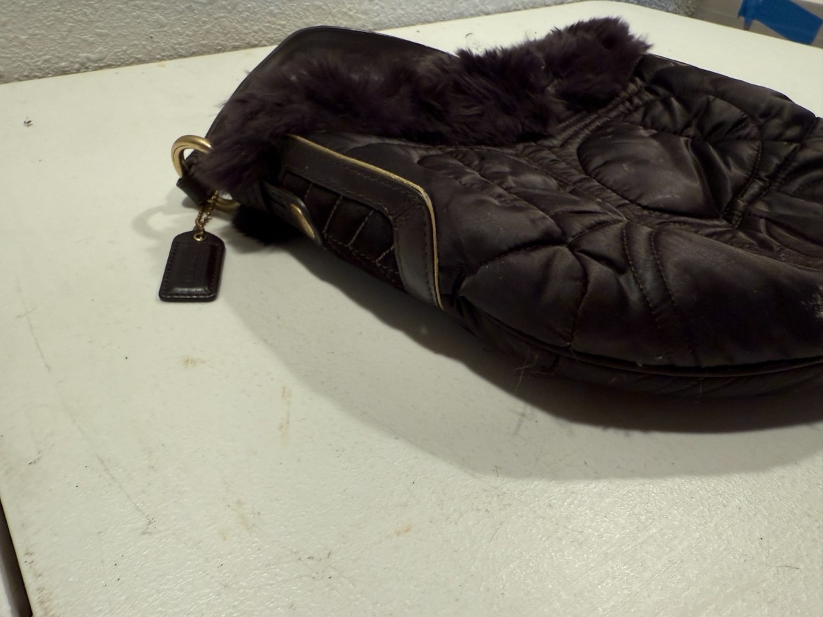 Vintage COACH Soho Rabbit Fur Ski Hobo Purse Bag Brown | eBay