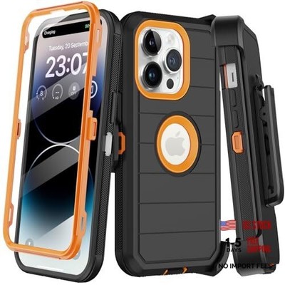for iPhone 14 Pro Max Case with Belt for iPhone 14 Pro Max 6.7'' Black/Orange