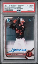 2022 BOWMAN CHROME PROSPECT AUTOS #CPAMH MAIKOL HERNANDEZ PSA 9 AUTO