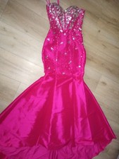 VIENNA Rhinestone details Fuchsia Formal Prom mermaid dress Size 0
