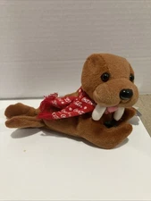 Coca-Cola WALRUS Bean Bag Plush in Logo Scarf #0124 1997 Collectible X-mas