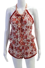 Poupette St. Barth Womens Floral Romper White Size M