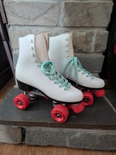 Labeda Roller Star Quad Skates White Teal Orange Women's 7 Derby Retro