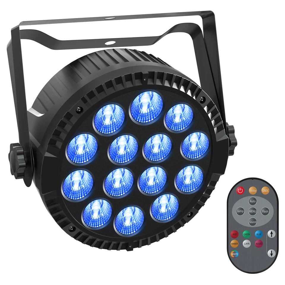 UKING 14LED Par Can Light DMX RGBW 4 IN 1DJ Disco Party Stage Lighting W/Remote - Image 2 of 4