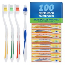 Toothbrushes 100 Pack Individually Wrapped Medium Soft Bulk