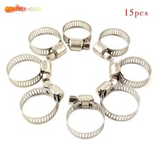 15 Pcs Adjustable 3/4"-1" Stainless Steel Drive Hose Clamps Fuel Line Worm Clip