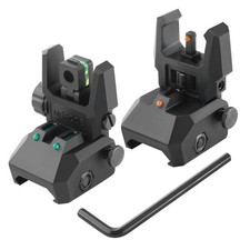 Fiber Optic Iron Sights for Picatinny Rail  Flip up Front and Rear Backup Sight
