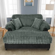 Chaise Lounge Sofa 65.25" Cloud Chaise Sofa Cozy Plush Sofa Couch Dark Green