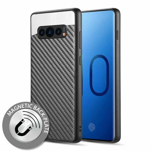 Für Samsung Galaxy S9+ S10 Note 9 - magnetische schwarz Kohlefaser Hartgummi Hülle - Bild 14 von 21