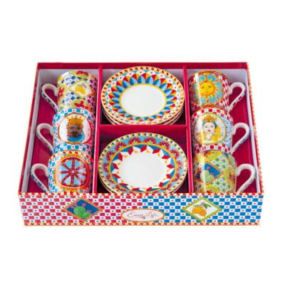 EASY LIFE SET 6 KAFFEETASSEN MIT UNTERTASSE 100 ML PORZELLAN - SICILY