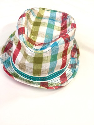 green plaid fedora hat