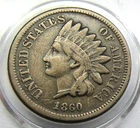 1860 Indian Head Penny F  Cent