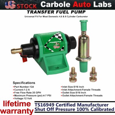 Carbole New Universal 4-7 PSI Auto Micro Electric Diesel Fuel Pump 12 Volt 5/16''