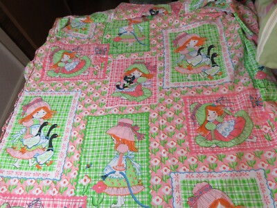 Sears 1970s Katies Patchwork Curtain Holly Hobby Design Cover Fabric Spread Vtg