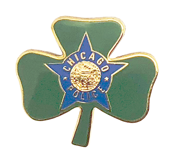 CHICAGO POLICE DEPARTMENT LAPEL PIN: Irish Clover Shamrock without Glitter, G...