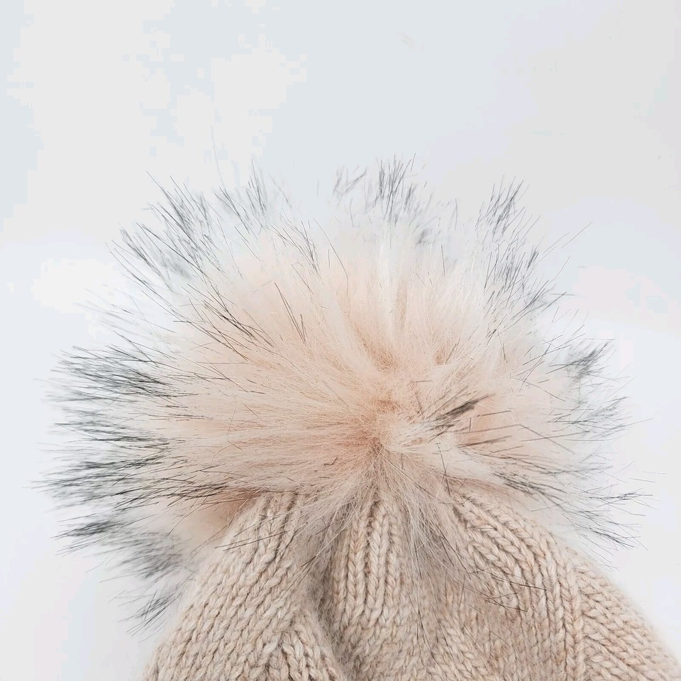 Norla Canada Women's Blush Pink Alpaca Wool Cuffed Pom Beanie Hat