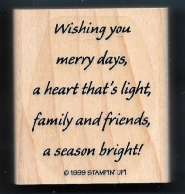 WISHING MERRY DAYS HEART SEASON BRIGHT Holiday Words Stampin' Up! RUBBER STAMP