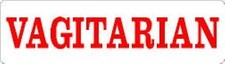 VAGITARIAN HELMET STICKER RED AND WHITE HARD HAT STICKER 