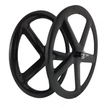 700C 5 Spokes Wheel Clincher Carbon Fiber Road Race Bike Front Rear Wheelset