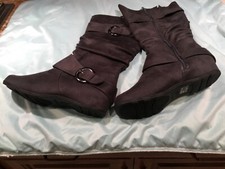 Black Boots Slouchy Knee High Flats Shaft 11  Opening 17  Sz 10 New