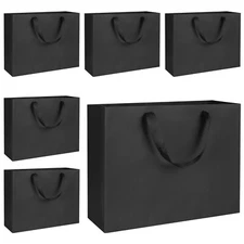 QIELSER 6 Pack Kraft Gift Bags Bulk Large Size, Black Kraft Paper Shopping Ba...