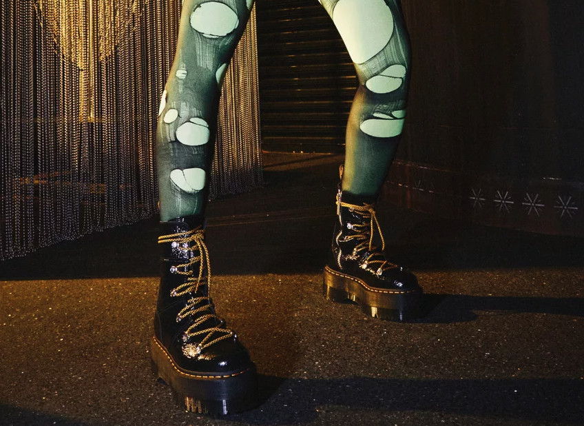 DR. MARTENS GHILANA MAX DISTRESSED PATENT LEATHER PLATFORMS MSRP