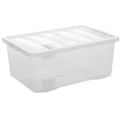 2er Set WHAM Klar Kunststoff Aufbewahrungsbox Boxen mit Deckel Home Office Stapelbar 45L