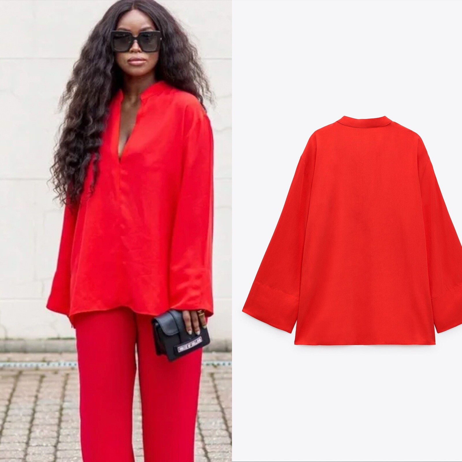 ZARA NWT FLOWY SLIT BLOUSE RED / CORAL | 9479/093 SIZE S | eBay