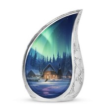 Auroras Snowy Village Mini Urn - Tiny Urn For Human Ashes - Urn For Ashes Adult