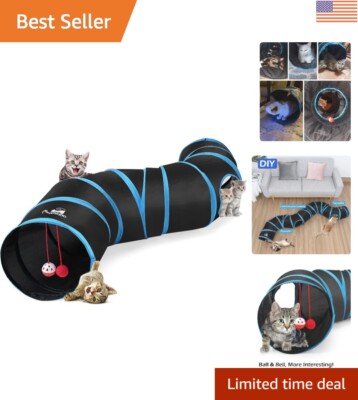 Collapsible Cat Tunnel & Maze Play Tent - Engaging for All Ages & Small Breeds