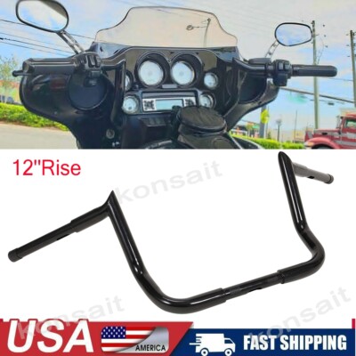 12'' Rise Ape Hanger 1-1/4'' Handlebar For Harley Touring Street Road Glide Black