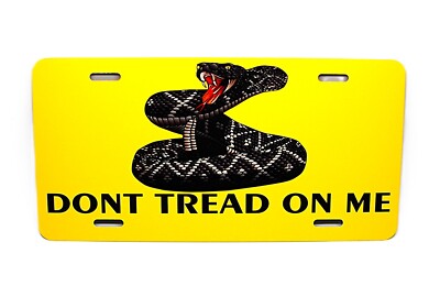 DON'T TREAD ON ME THE GADSDEN FLAG RATTLE SNAKE METAL CAR LICENSE PLATE